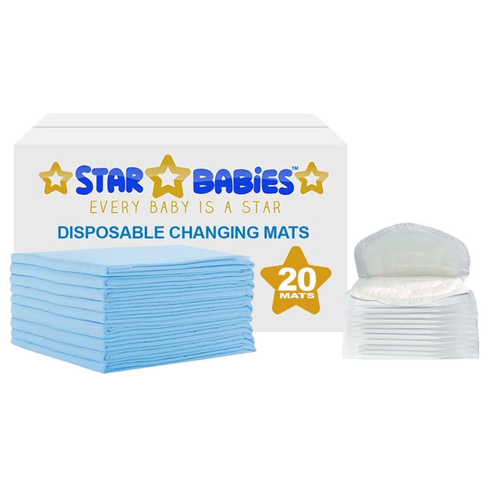 Star Babies - Disposable Changing Mat 20pcs With Breast Pad 20pcs - Blue