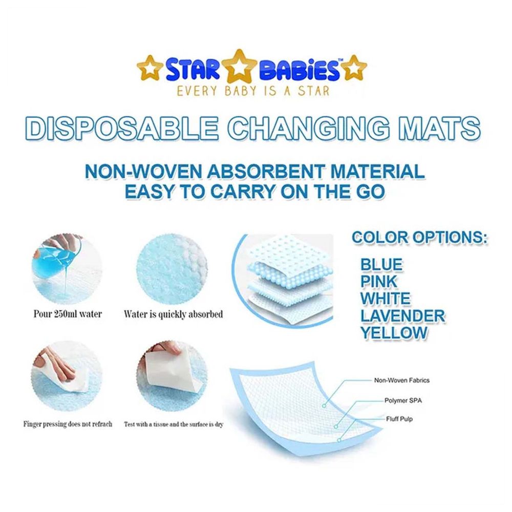 Star Babies - Disposable Changing Mat 20pcs With Breast Pad 20pcs - Blue