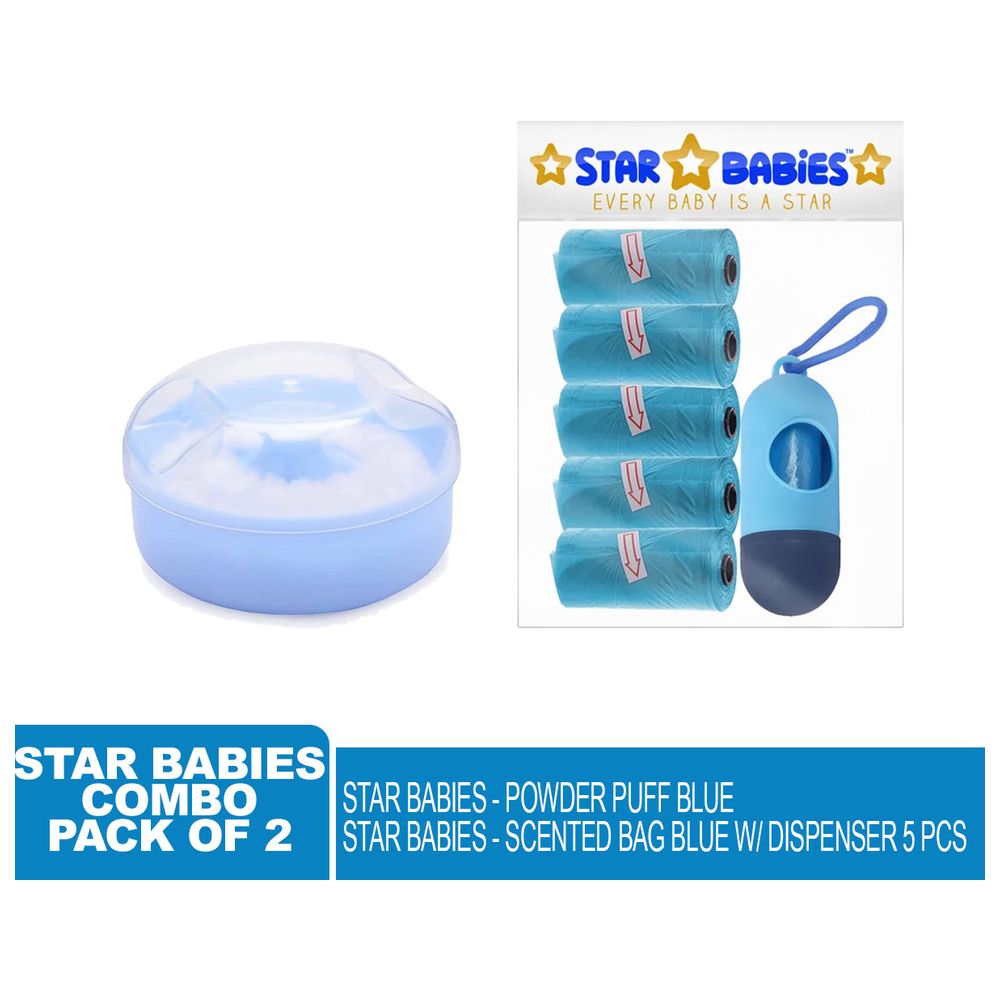 Star Babies - Powder Puff & Disposable Scented Bag 5pcs With Dispenser - Blue