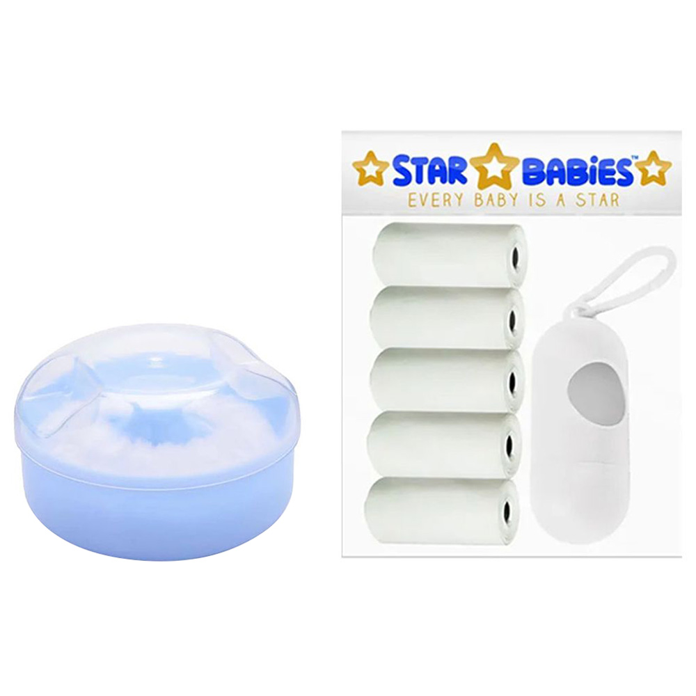 Star Babies - Powder Puff & Disposable Scented Bag 5pcs With Dispenser - White