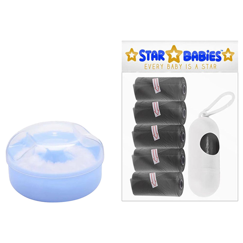 Star Babies - Powder Puff & Disposable Scented Bag 5pcs With Dispenser - Black