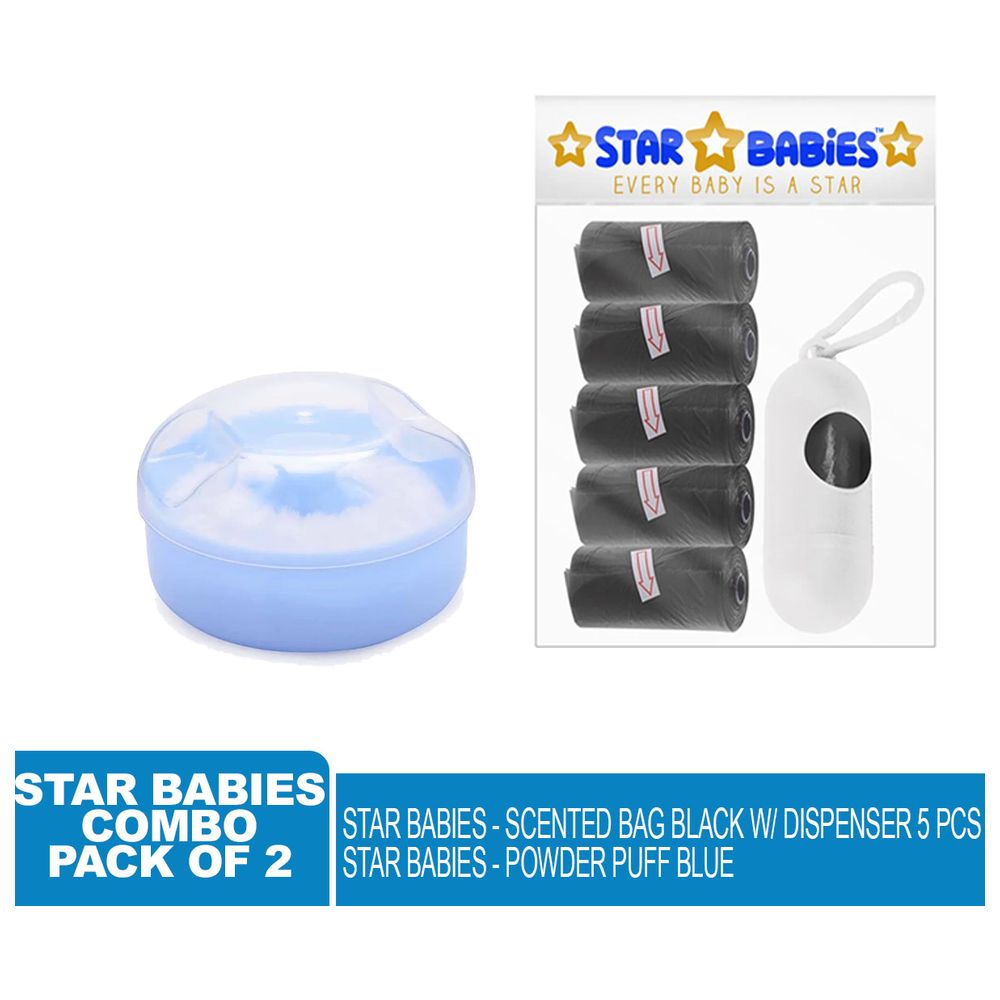 Star Babies - Powder Puff & Disposable Scented Bag 5pcs With Dispenser - Black