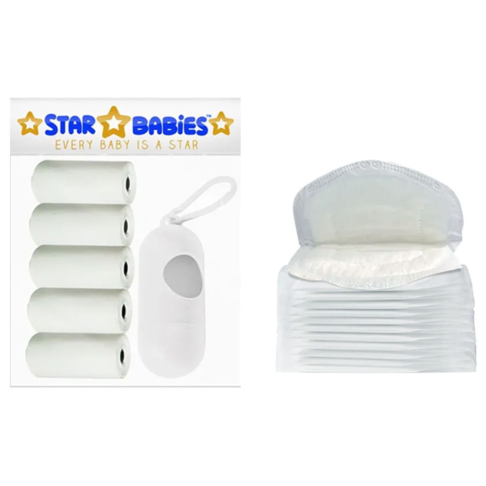 Star Babies - Scented Bag 5pcs With Dispenser & Breast Pad 20pcs - White