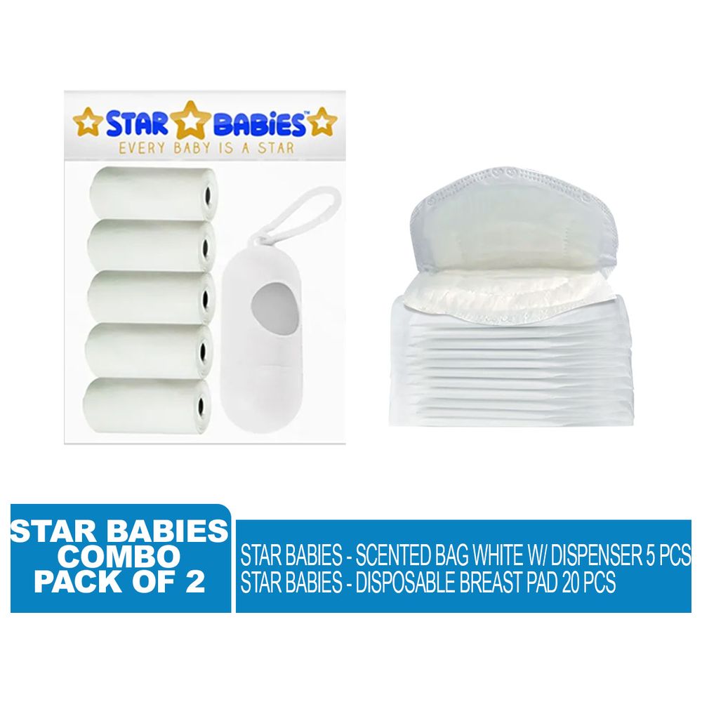 Star Babies - Scented Bag 5pcs With Dispenser & Breast Pad 20pcs - White
