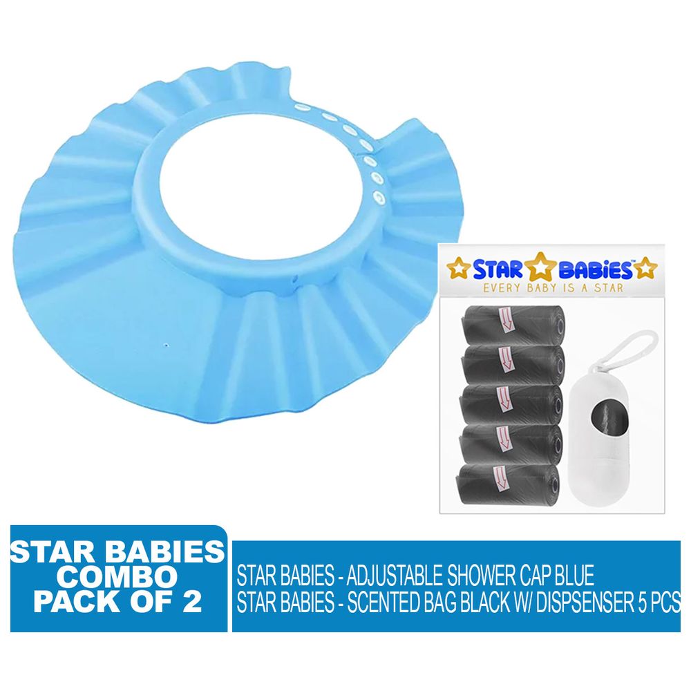 Star Babies - Adjustable Shower Cap & Scented Bag 5pcs With Dispenser - Black