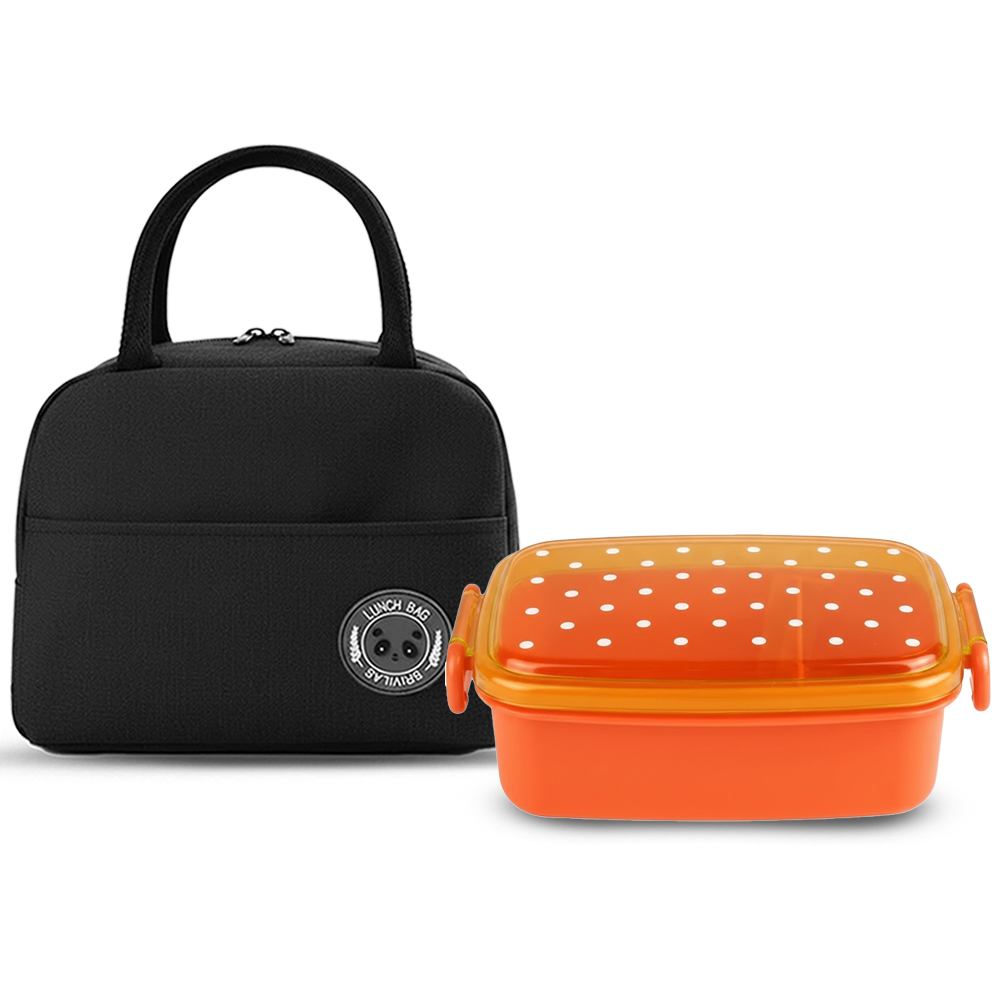 ستار بيبيز - حقيبة غداء - أسود مع صندوق غداء - برتقالي