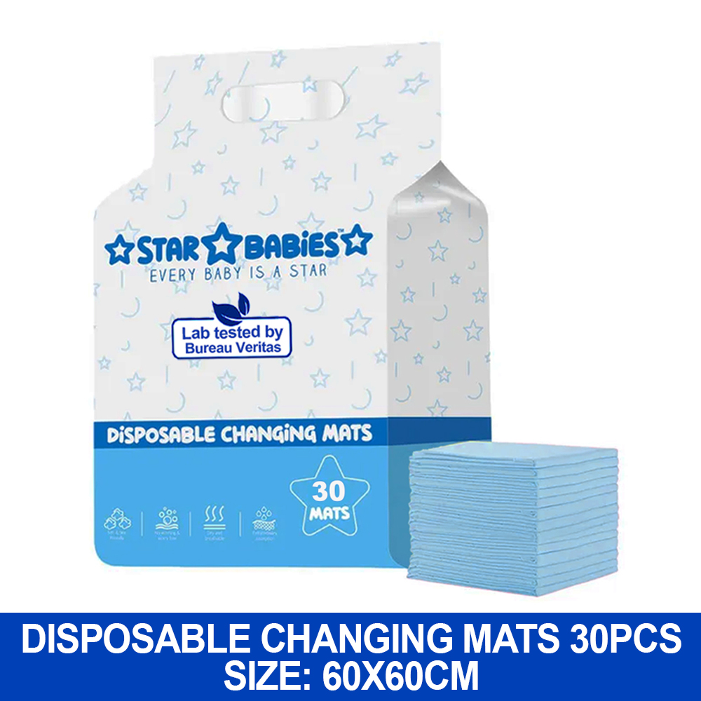 Star Babies - Disposable Changing Mats Pack Of 30 - Blue