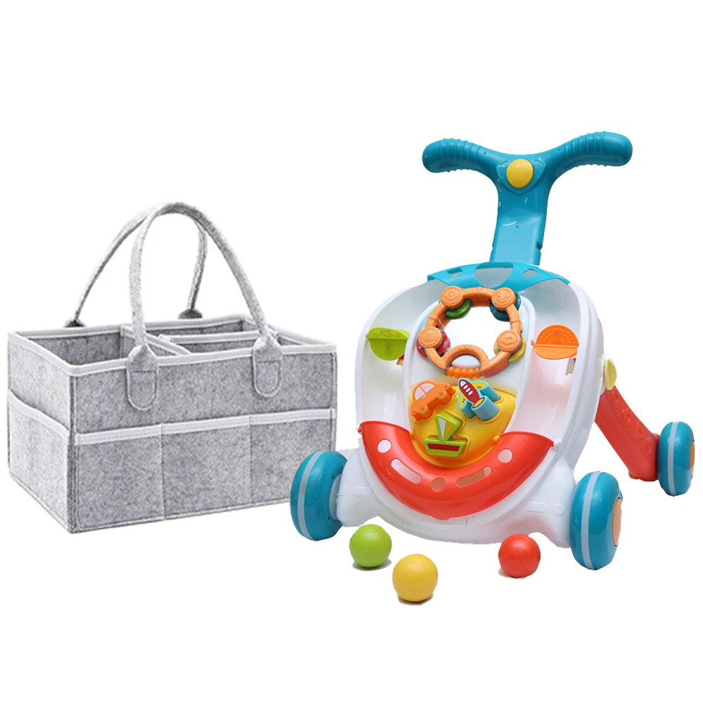 Star Babies - Baby Rolling Ball Walker With Caddy Diaper Organizer - Multicolor