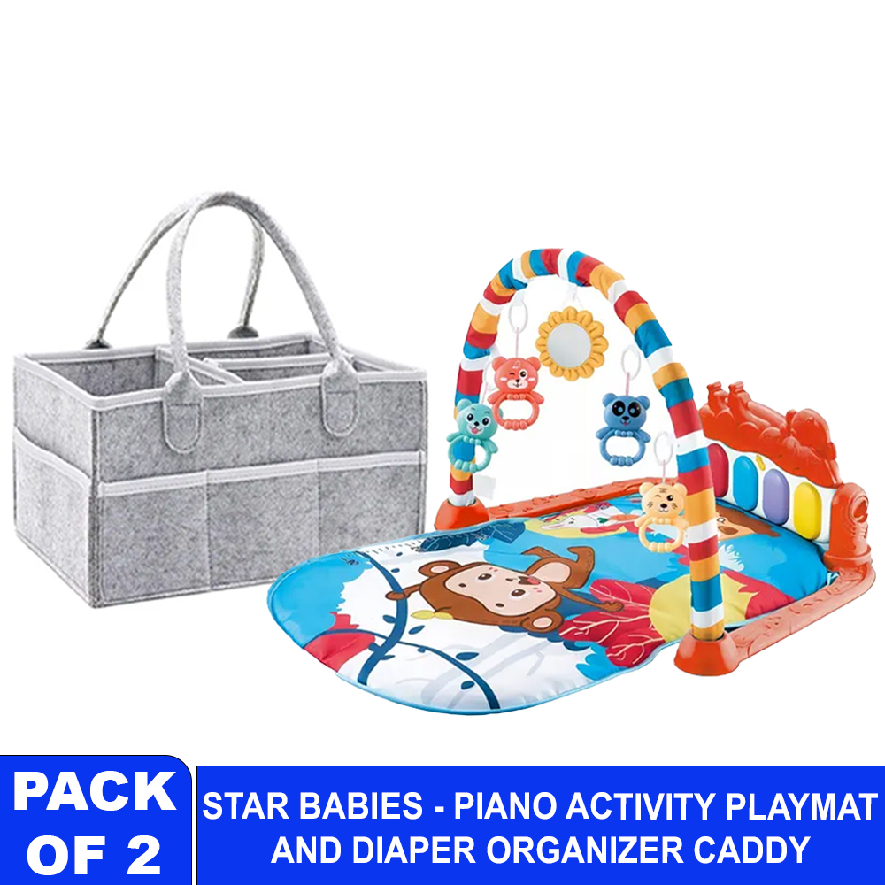 ستار بيبيز - حصيرة لعب بيانو نشاط مع منظم حفاضات - متعدد الألوان - قطعتين