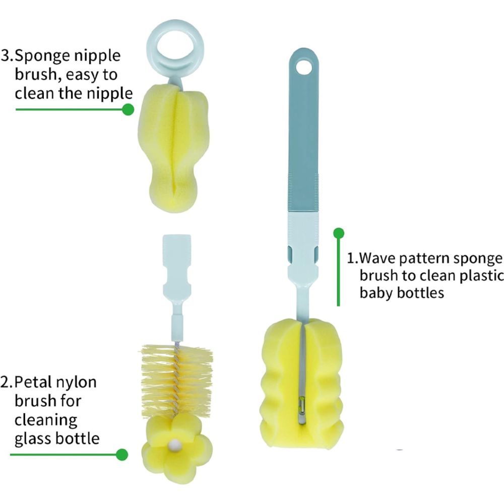 Star Babies - Baby Feeding Bottle Cleaning Set - Yellow - 3 Pcs