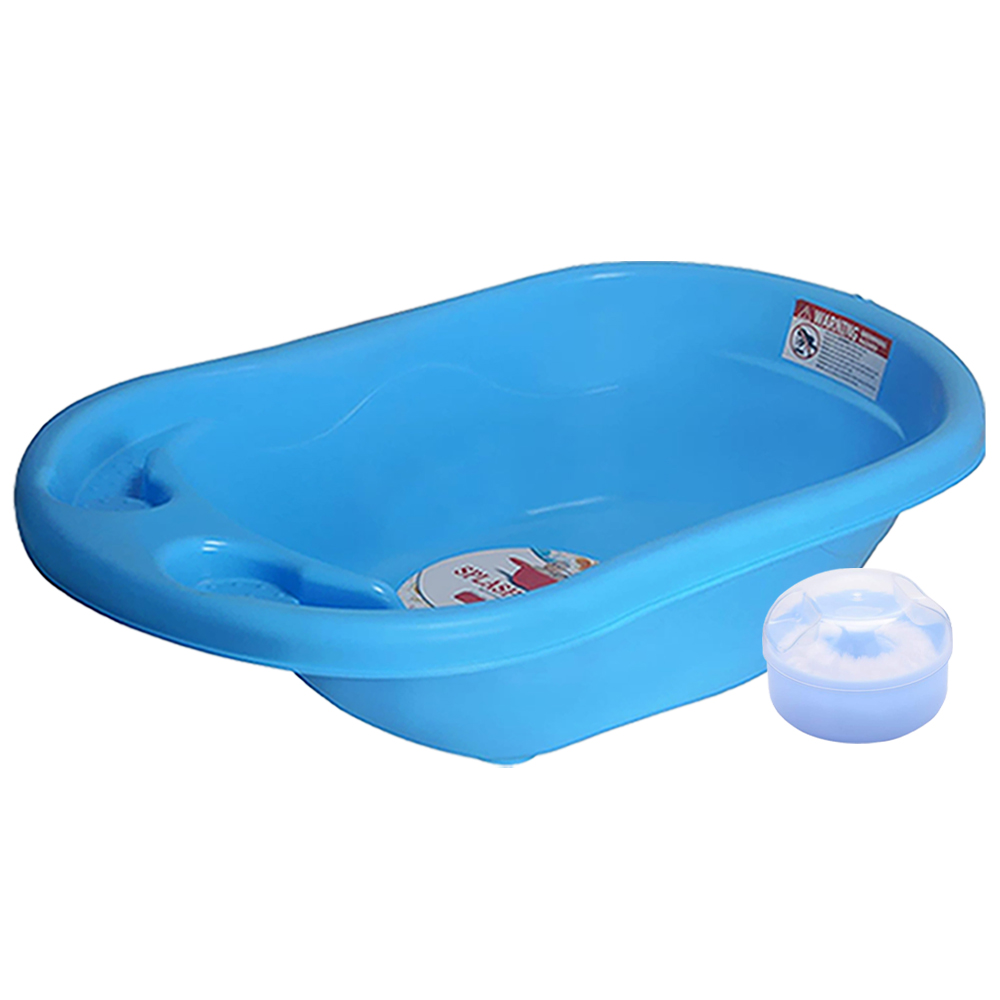 Sunbaby - Splash Baby Bathtub With Powder Puff - Blue