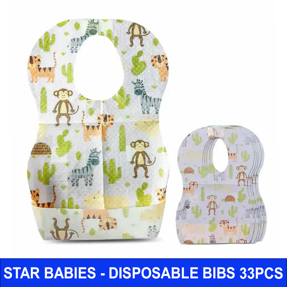Star Babies - Disposable Bibs - Pack Of 33 - Animal