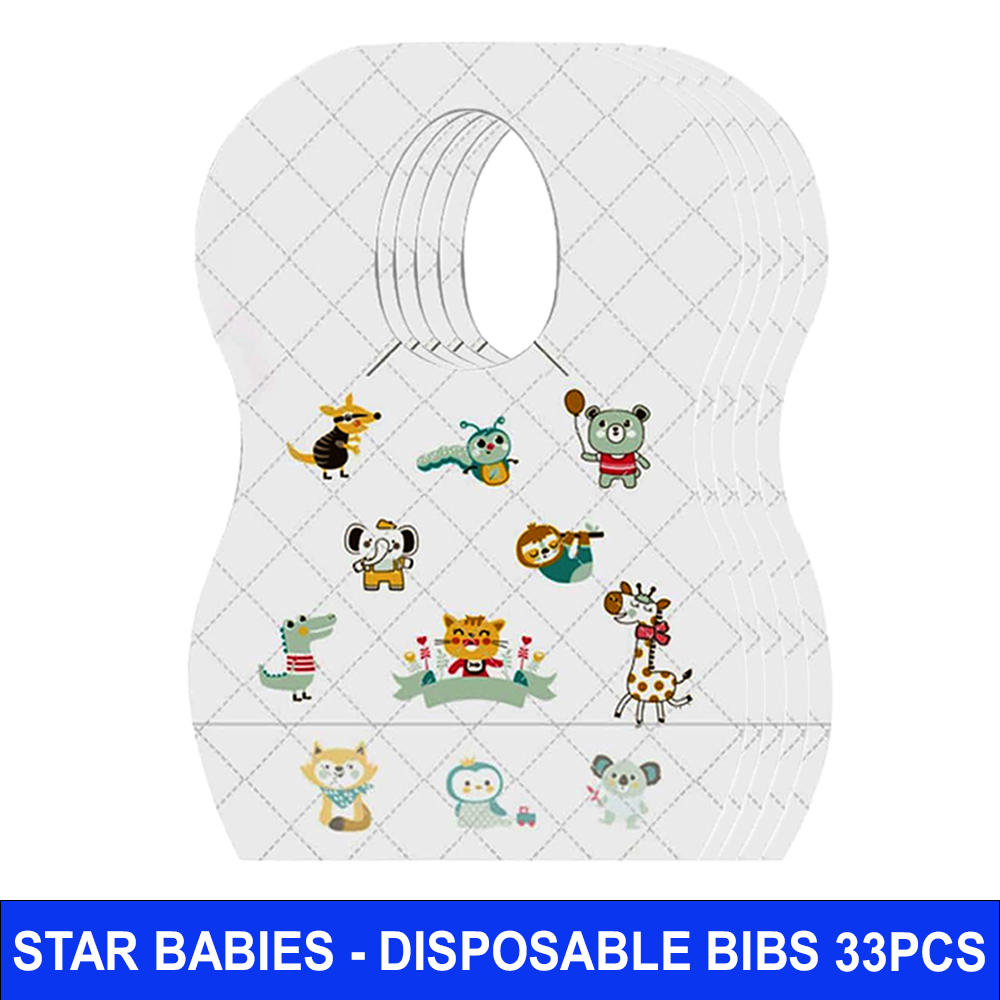 Star Babies - Disposable Bibs - Pack Of 33 - Animals
