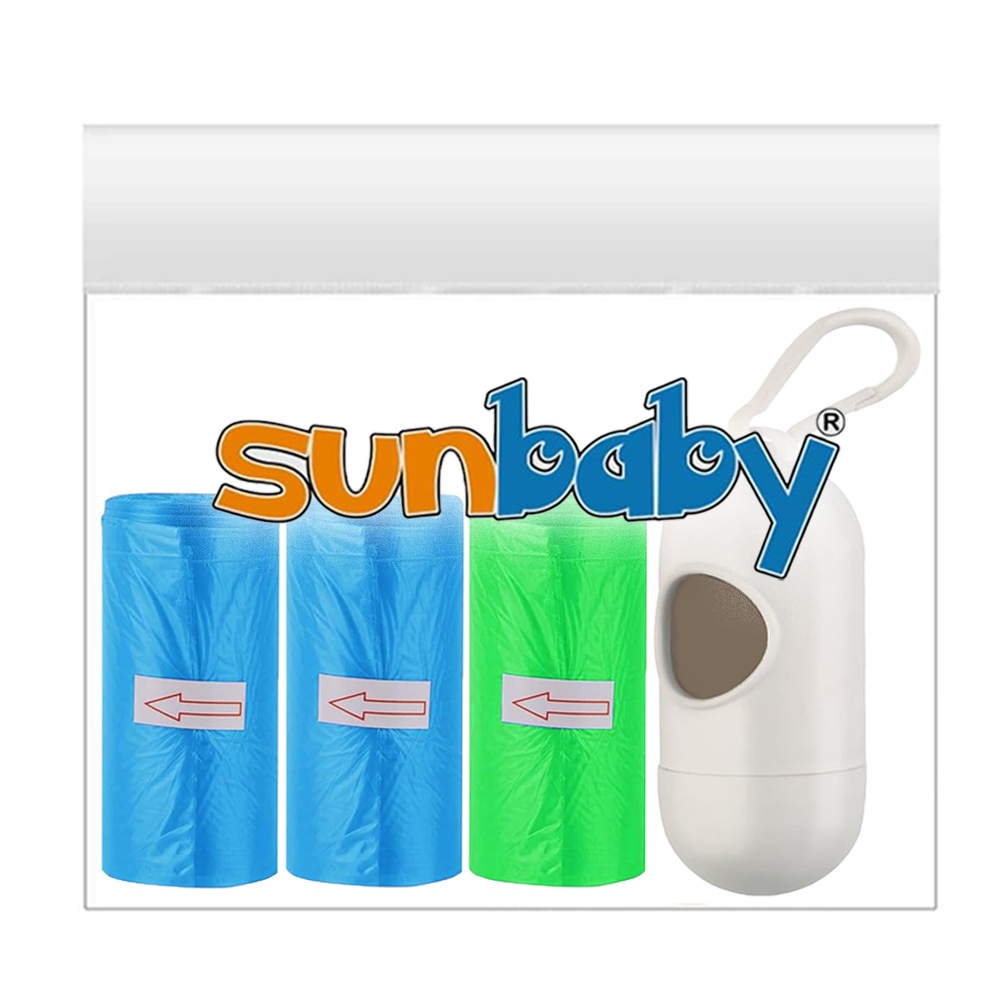 Sunbaby - Scented Nappy Bag - 45 Pcs With Dispenser - Blue/Green