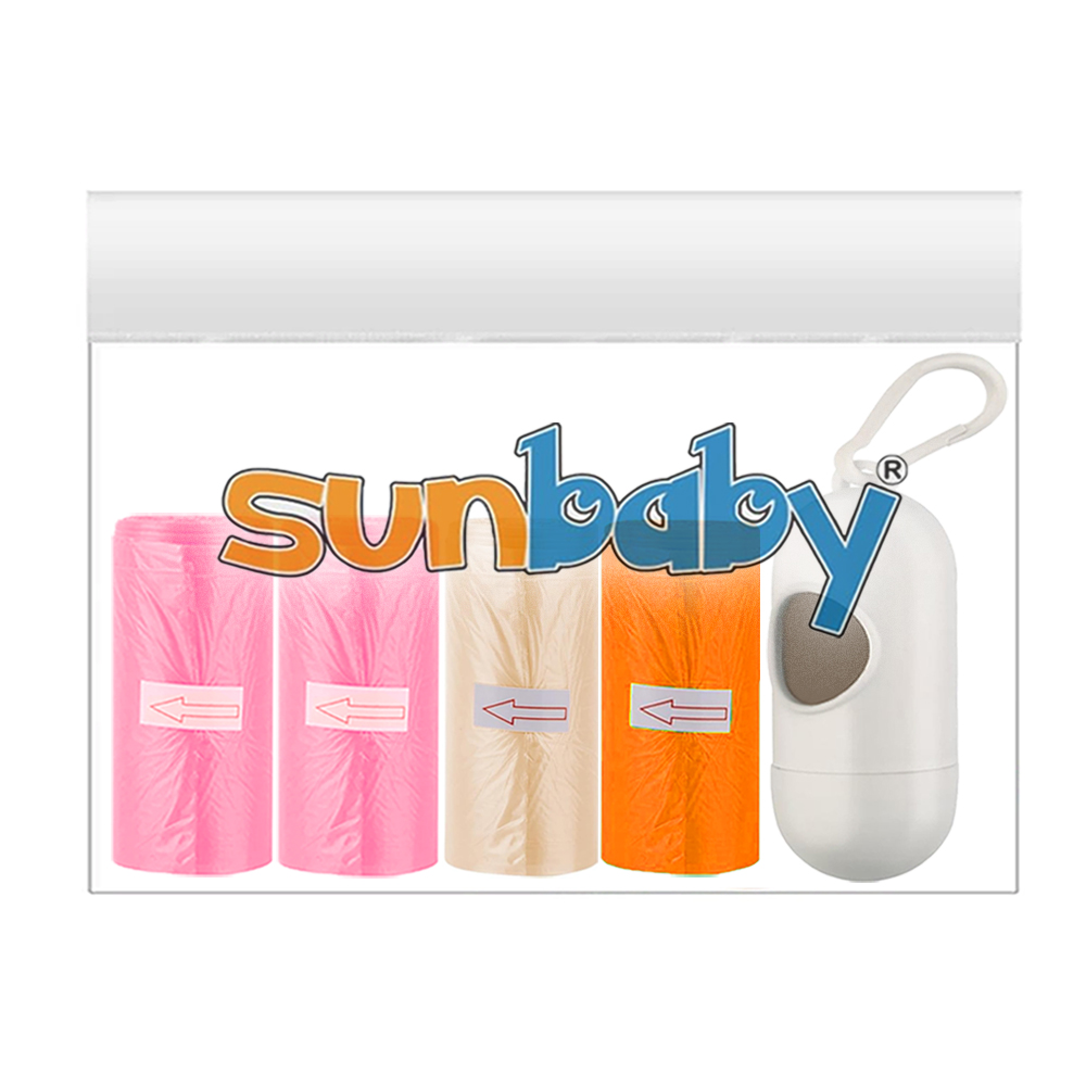 صن بيبي - أكياس حفاضات معطرة - 45 قطعة مع موزع - أخضر/أصفر - رمادي/عاجي/برتقالي