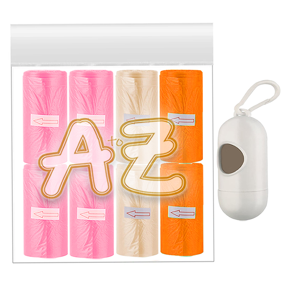 A To Z - Scented Nappy Bag - 120 Pcs With Dispenser - Orange/Ivory/Pink