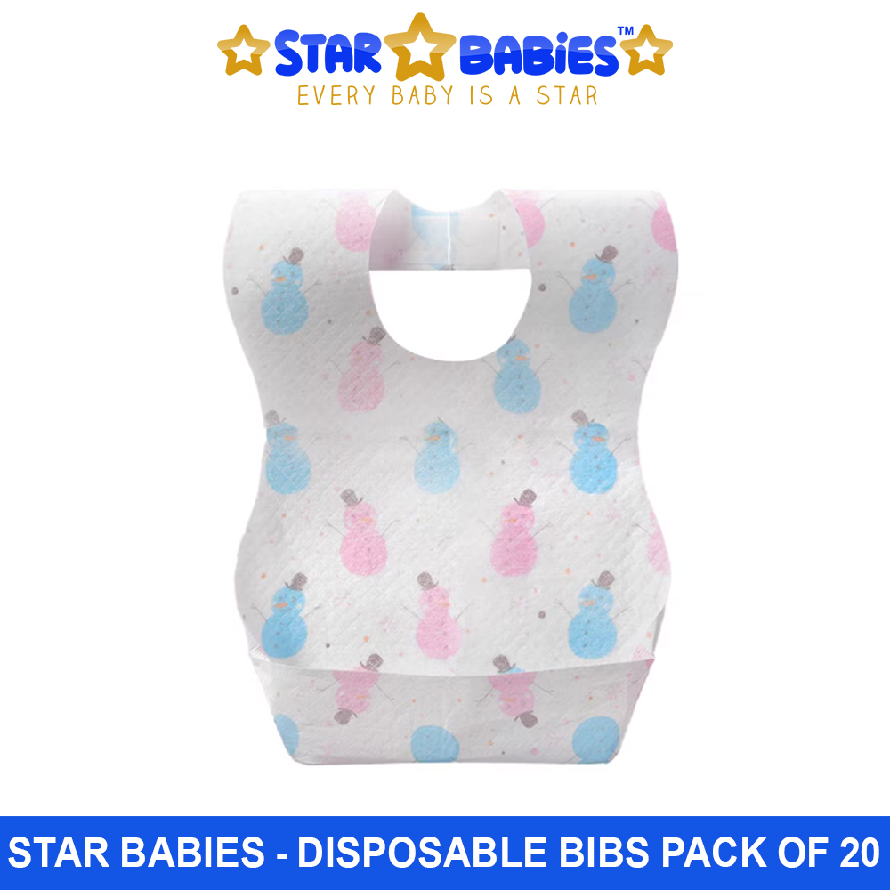 Star Babies - Disposable Bibs - Pack of 20 - Snowman