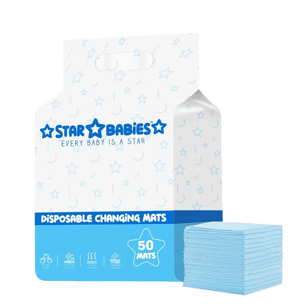 ستار بيبيز - حصائر غيار أطفال للاستعمال مرة واحدة - أزرق - 60x60 سم - 50 قطعة