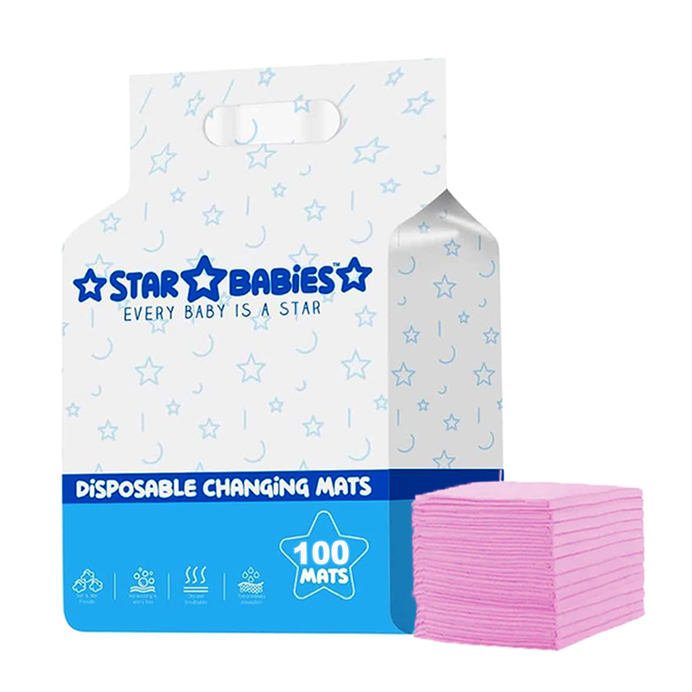 Star Babies - Disposable Changing Mats - Pink - 60x60 cm - 100 Pcs