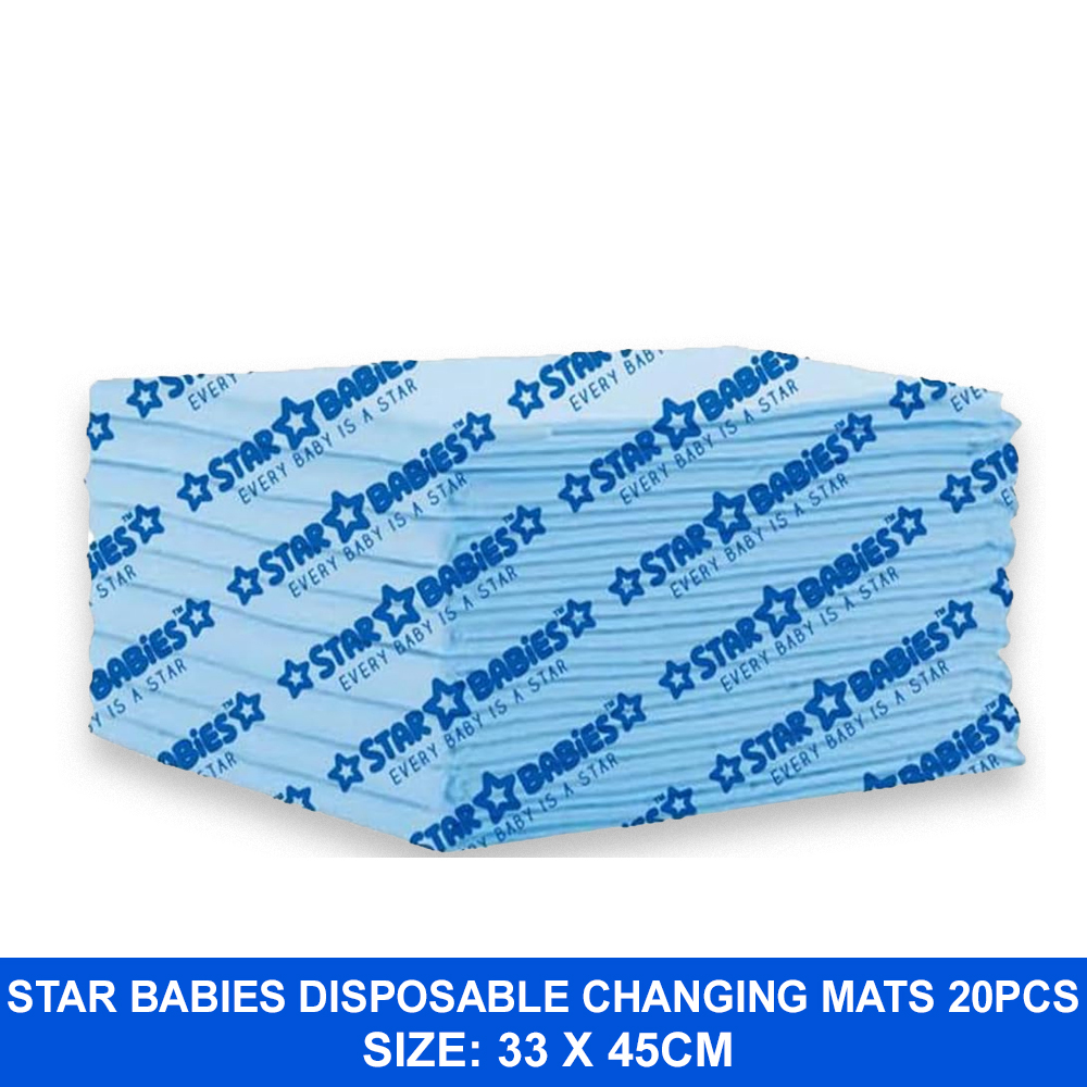 Star Babies - Disposable Changing Mats - Blue - 33x45 cm - 20 Pcs