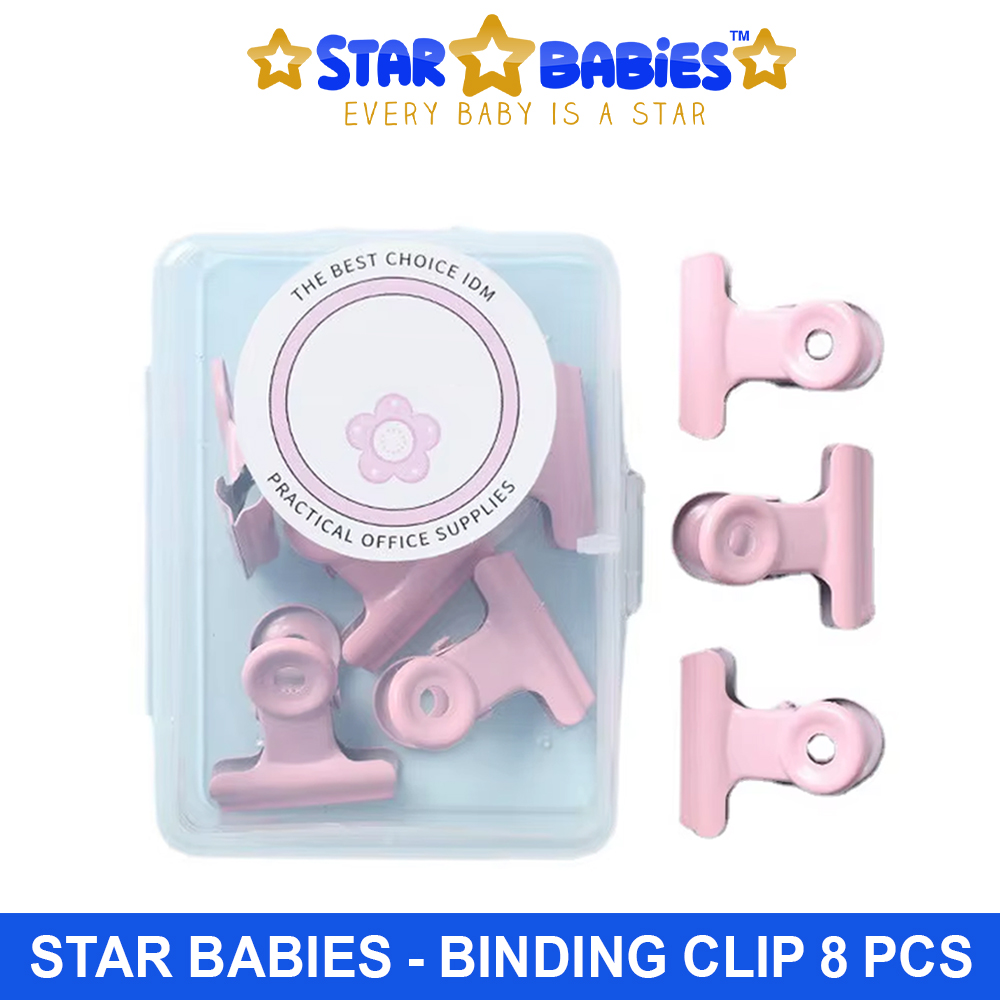 Star Babies - Plastic Binder Clip - 8 Pcs - Pink