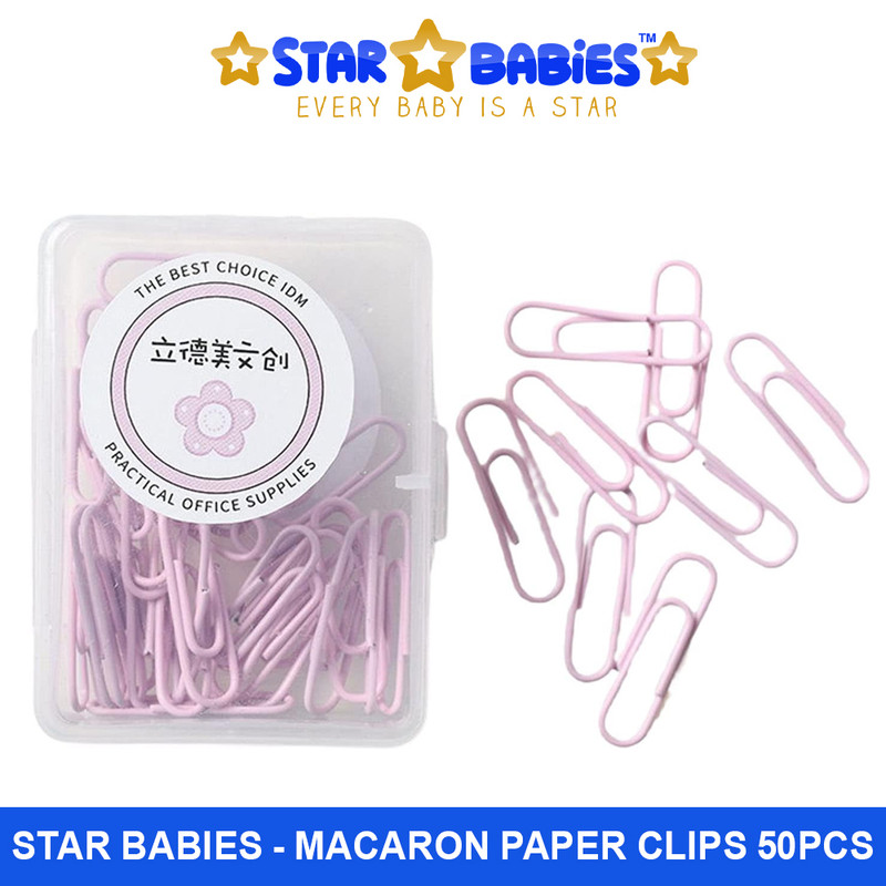 Star Babies - Macaron Paper Clips With Storage Box - Pink - 50 Pcs