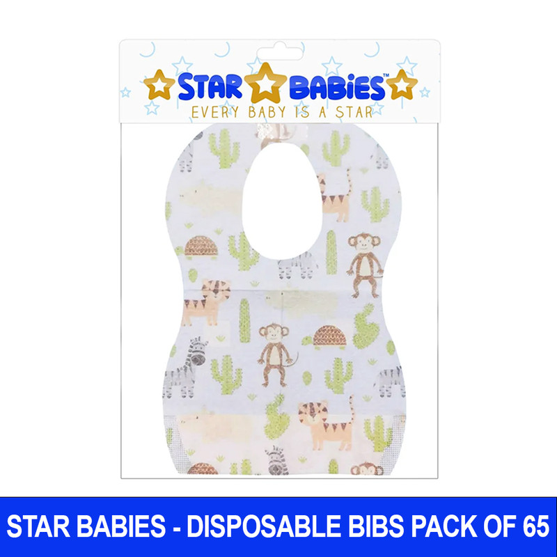 Star Babies - Disposable Bibs - Animal - Pack of 65