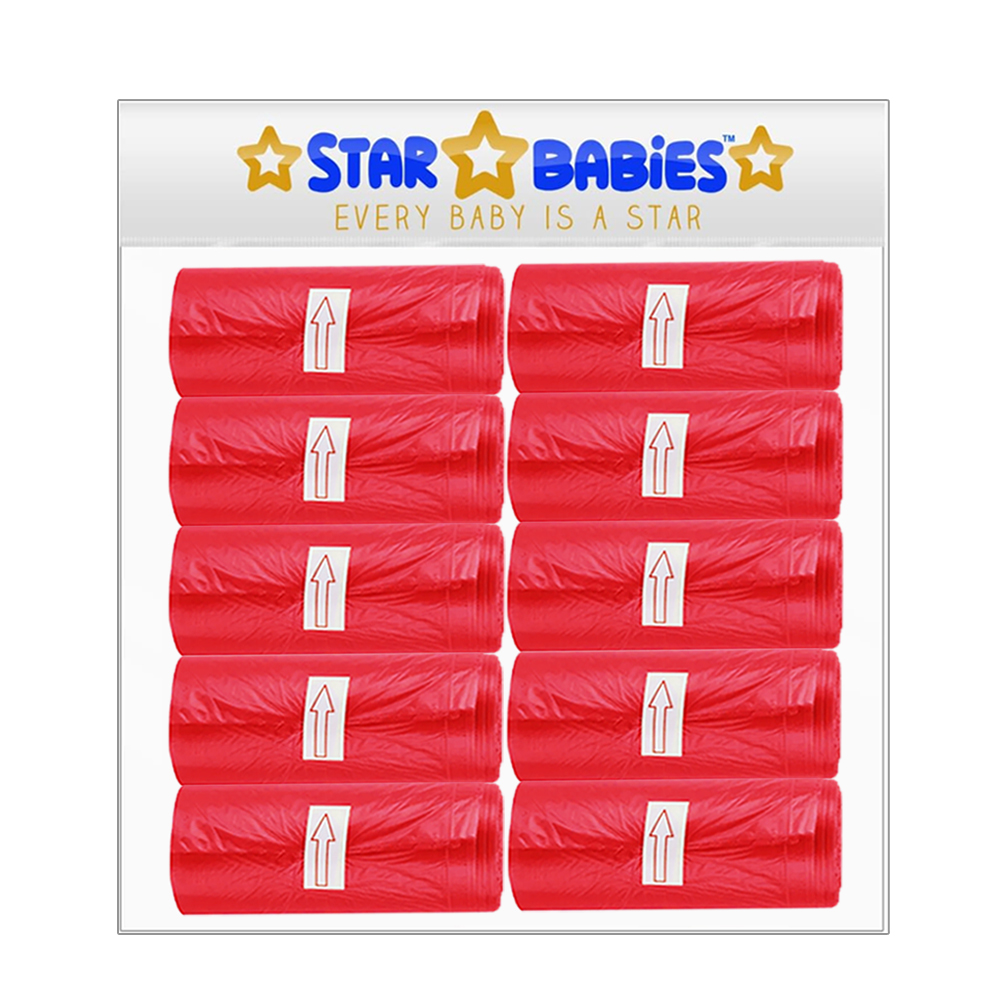Star Babies - Scented Nappy Bags - Red - Pack of 10 - 150 Pcs