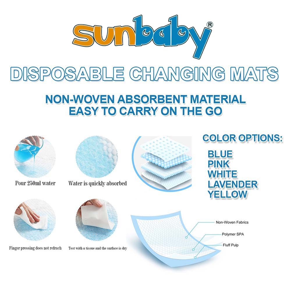 SunBaby - Disposable Changing Mats - 200 Pcs - Color May Vary
