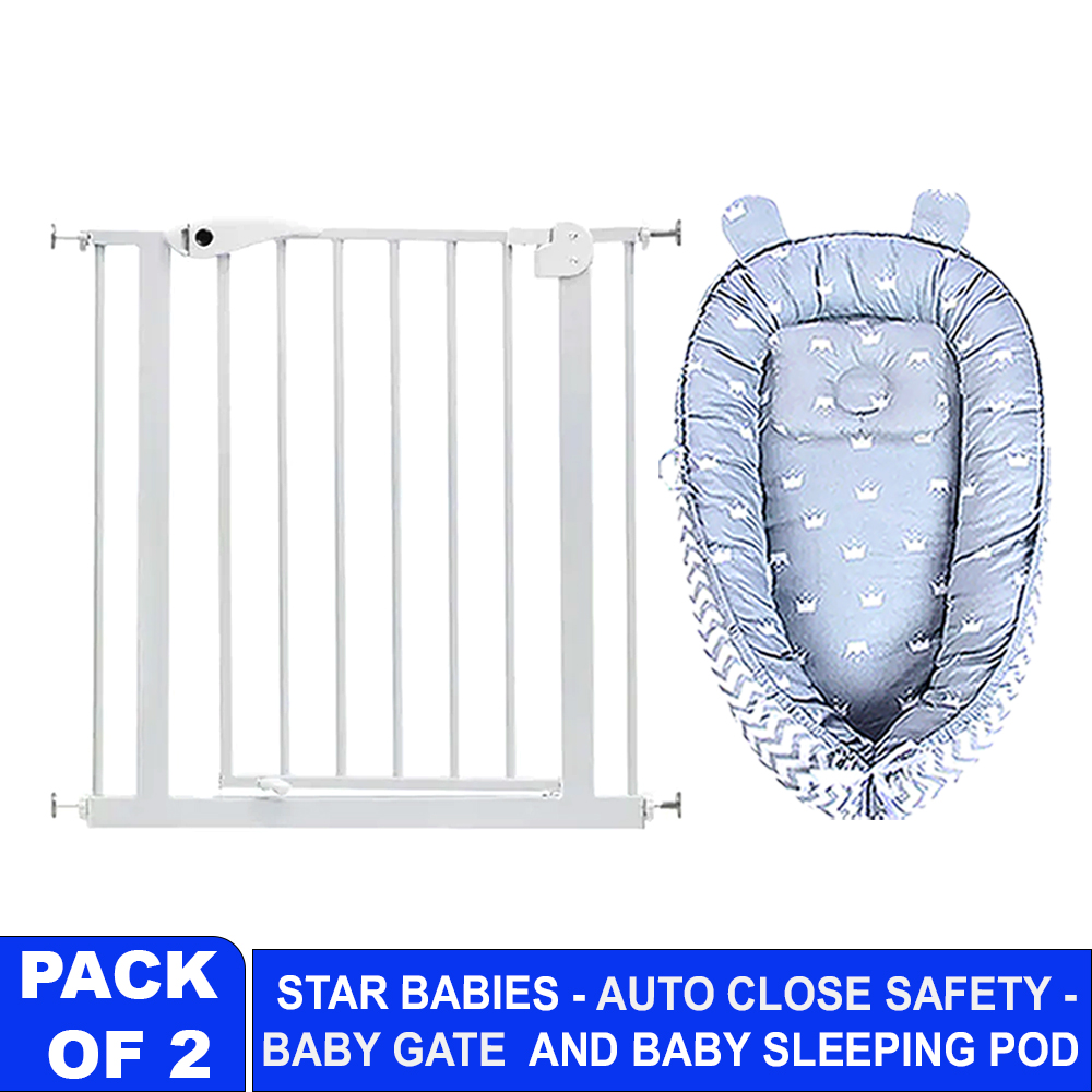 Star Babies - Blue Lounger & Auto-Close Safety Gate - 75-84cm