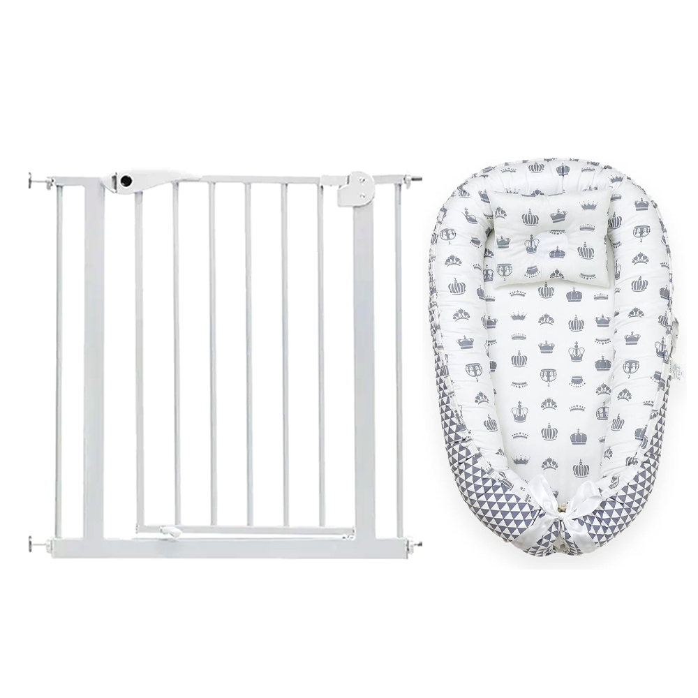 Star Babies - White Lounger & Auto-Close Safety Gate - 75-84cm