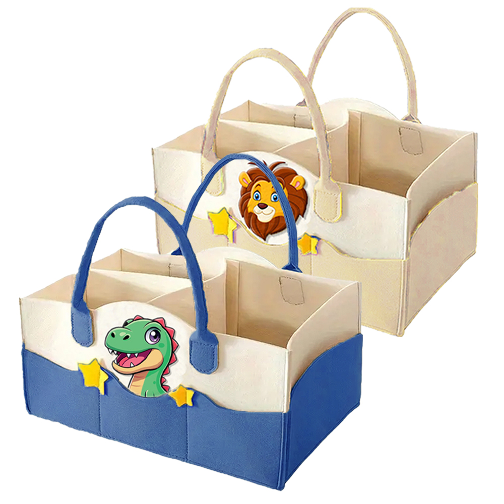 Star Babies - Caddy Diaper Bag - Lion/Dino - Khaki/Blue - Pack Of 2