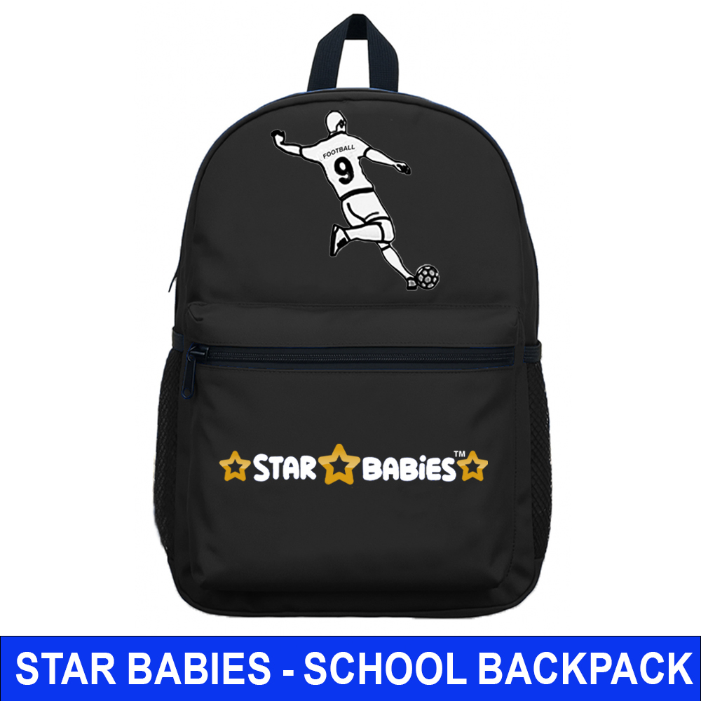 ستار بيبيز - شنطة ظهر للأطفال - كرة قدم - أسود - 16 إنش/41 سم