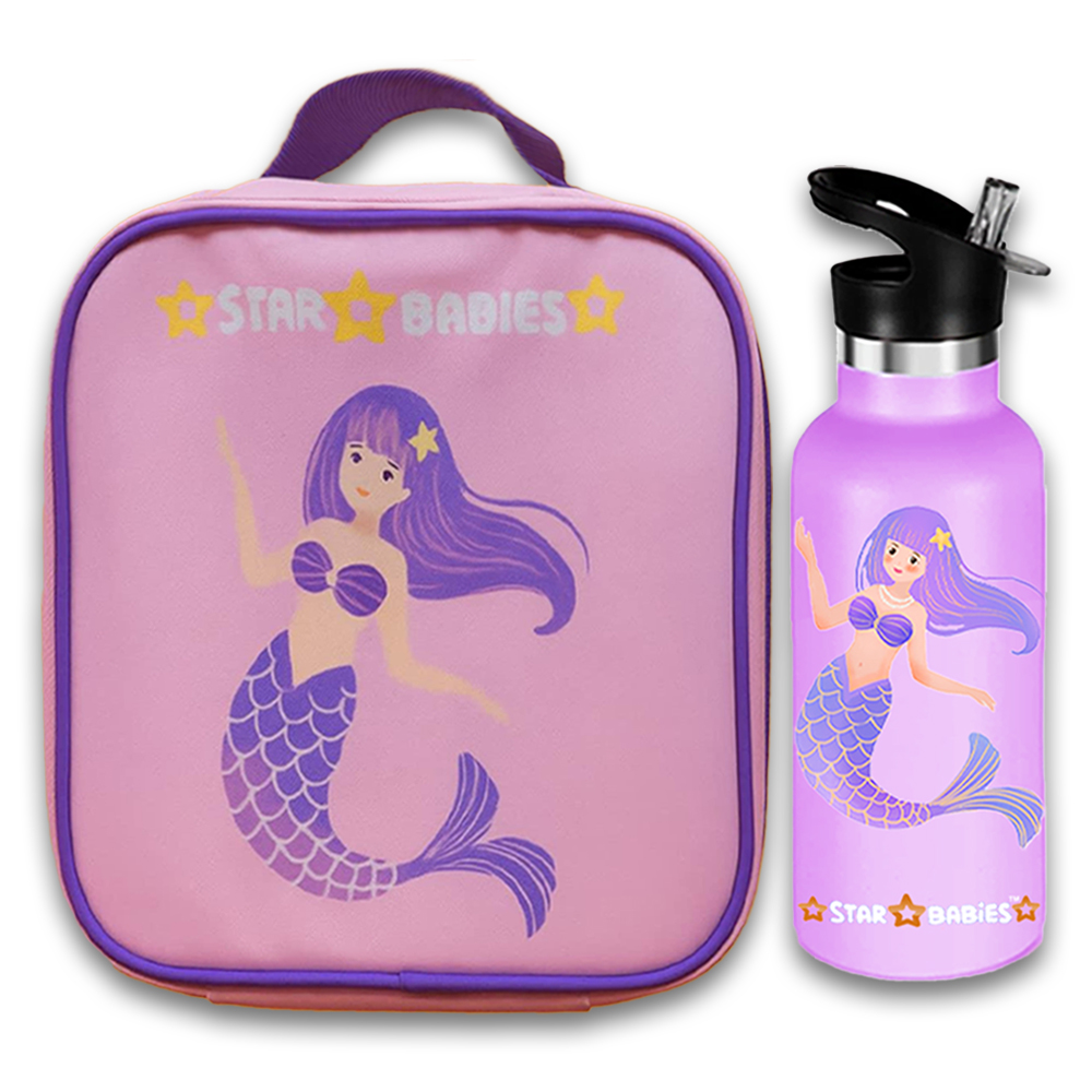 ستار بيبيز - شنطة غداء بينتو وزمزمية ماء من الستانلس ستيل - حورية البحر الصغيرة - عدد 2