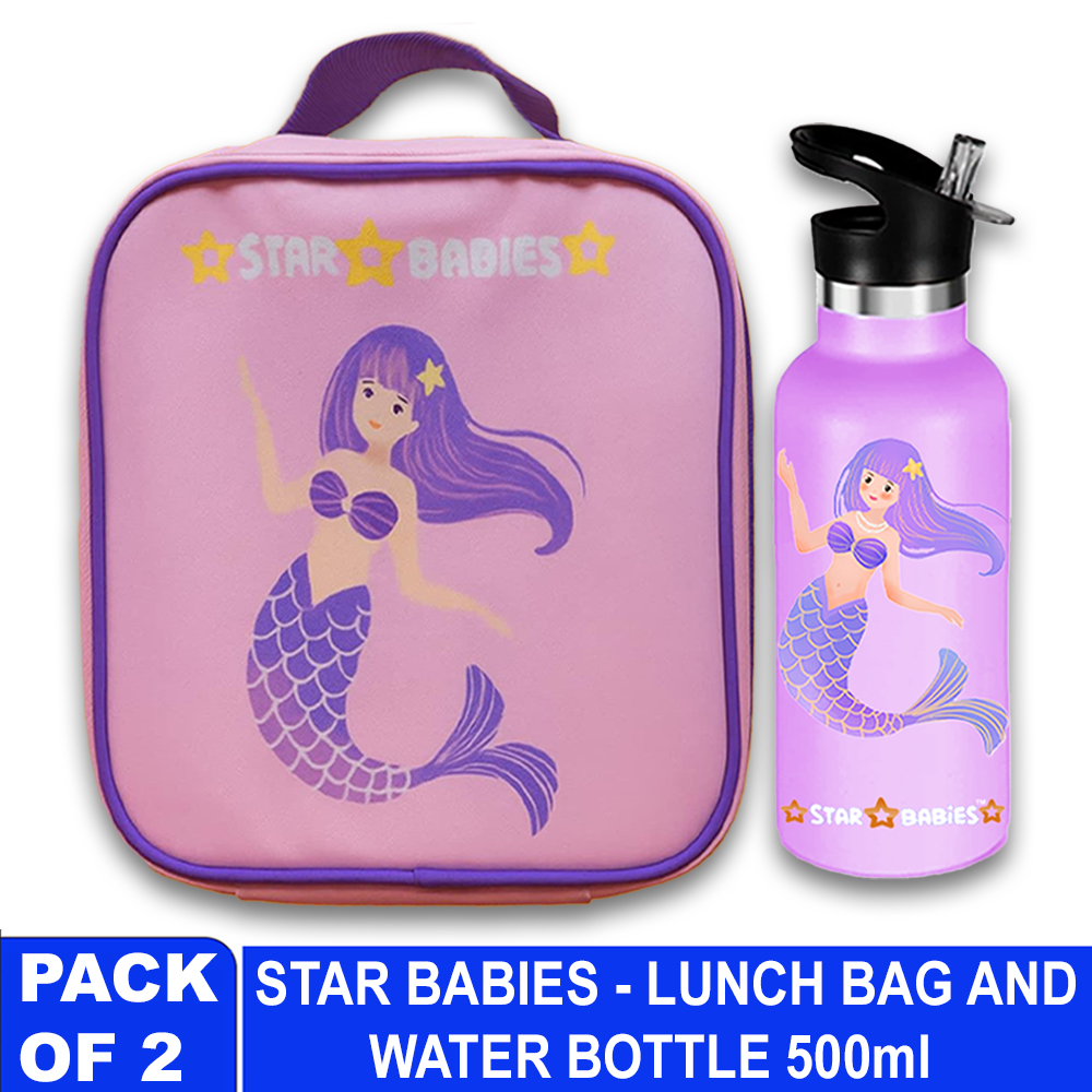 ستار بيبيز - شنطة غداء بينتو وزمزمية ماء من الستانلس ستيل - حورية البحر الصغيرة - عدد 2