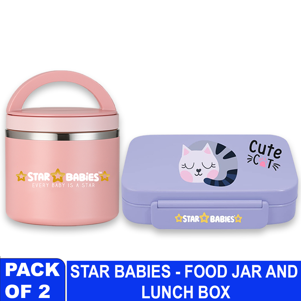 Star Babies - 5C - Cute Cat Bento Lunchbox - Stainless Steel 500ml Food Jar