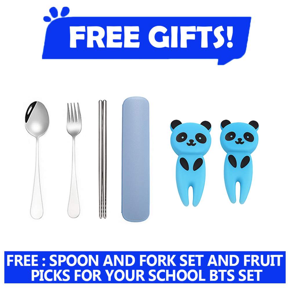 Star Babies - Backpack, Stainless Steel Water Bottle & Bento Lunch Box Set - Dino - 3 Pcs with Free Fruits Picks, Spoon & fork set