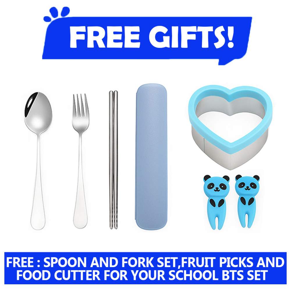 Star Babies - Backpack, Water Bottle, Lunch Bag & Box With Pencil Case Set - Retro Car - 5 Pcs with Free Fruits picks 2pcs,  Sandwich Cutter and Spoon and fork set