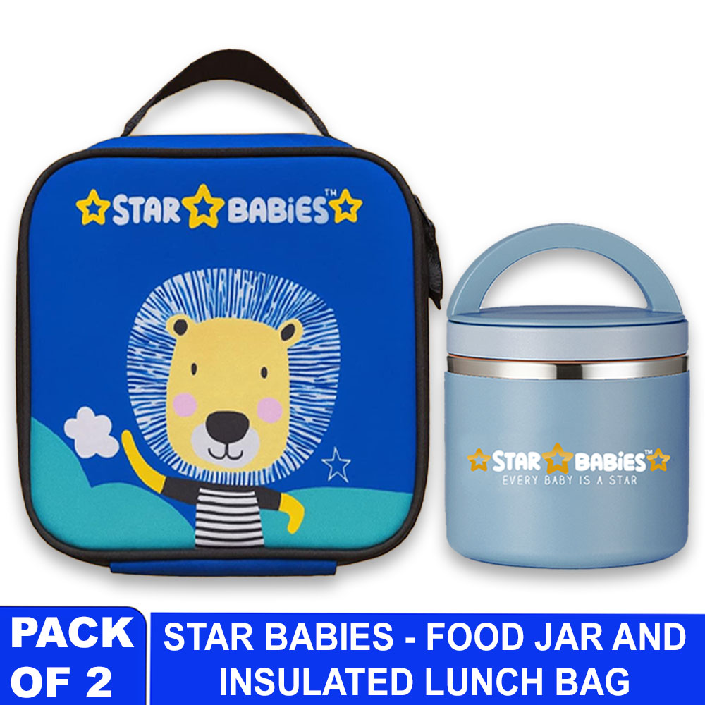 ستار بيبيز - مجموعة حافظة طعام مع شنطة غداء معزولة - الأسد الشجاع - قطعتين