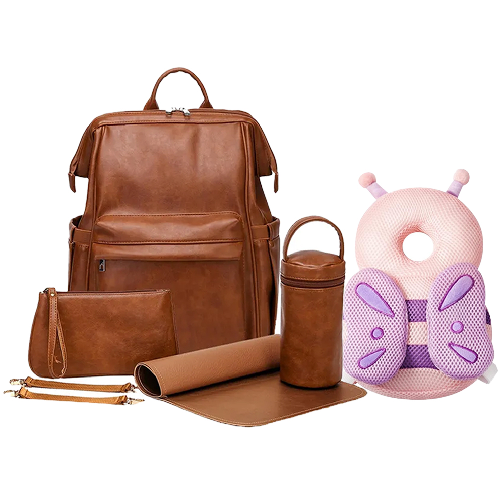 Star Babies - Leather Diaper Bag Bag With Head Support