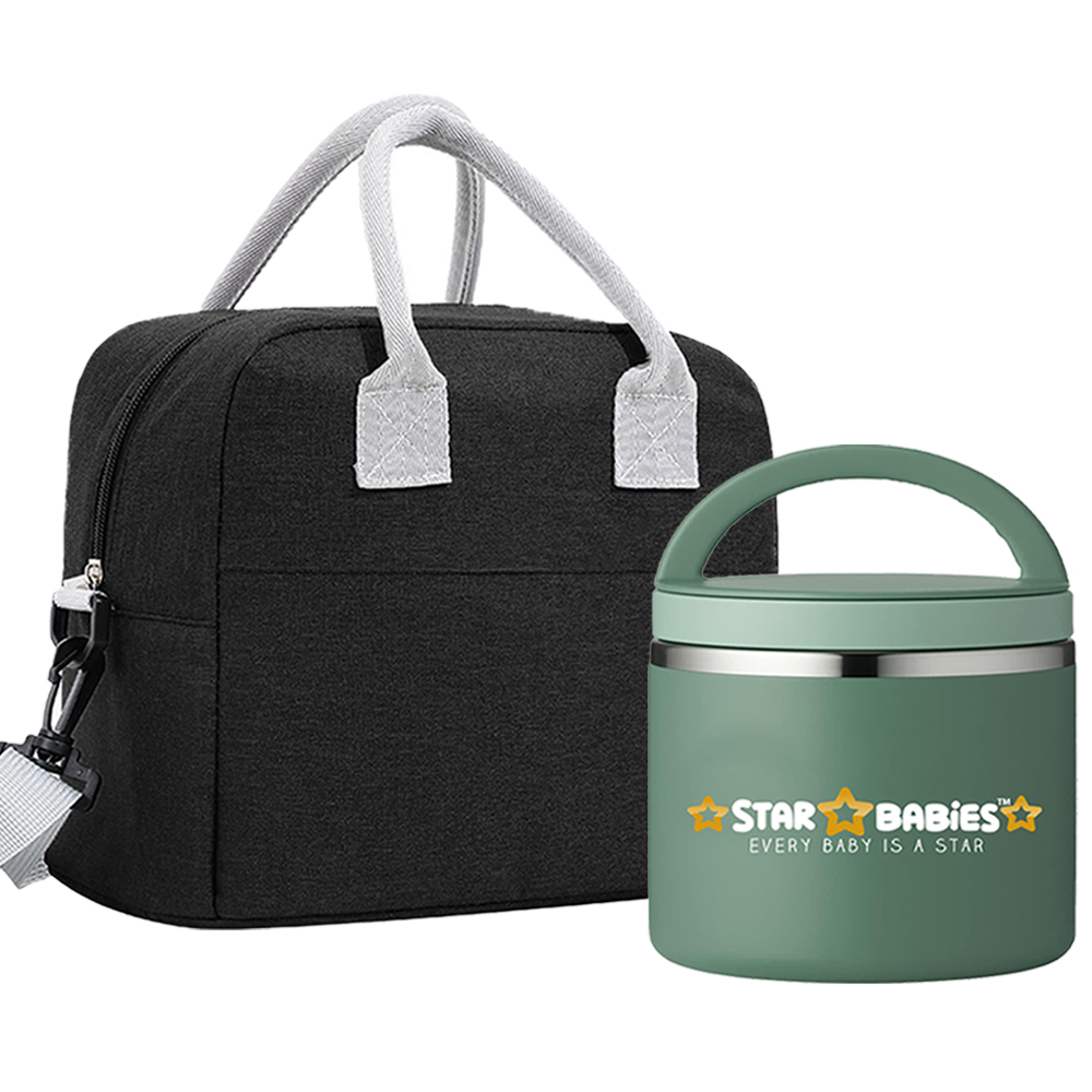 ستار بيبيز - طقم شنطة غداء معزولة وبرطمان طعام ستانلس ستيل - متعدد الألوان - قطعتان