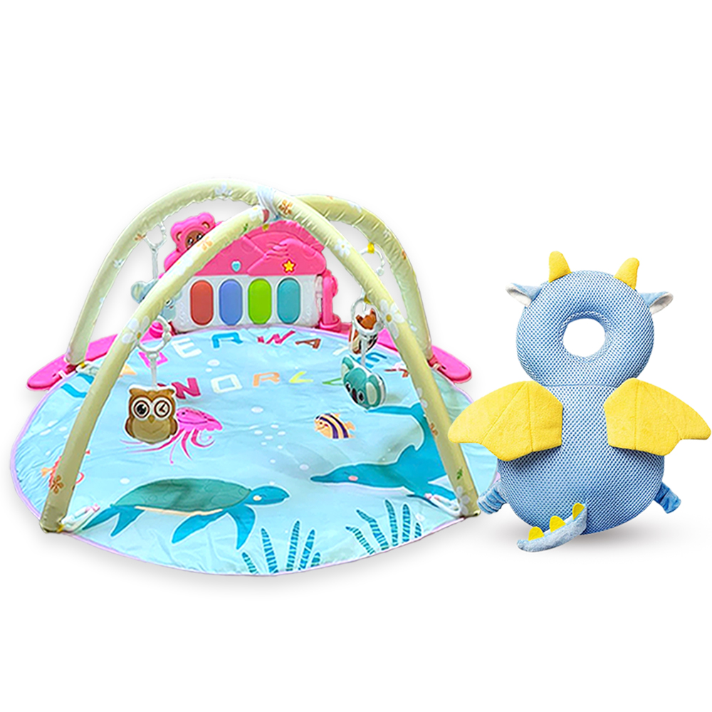 Star Babies - Baby Activity Game Mat & Head Support Pillow Set - Multicolor - 2 Pcs