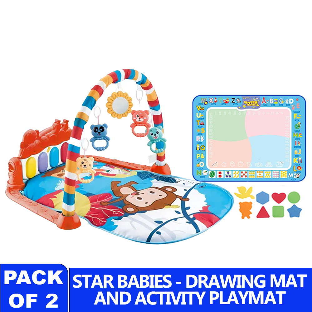 Star Babies - Activity Playmat & Water Magic Drawing Mat Set - Multicolor - 2 Pcs