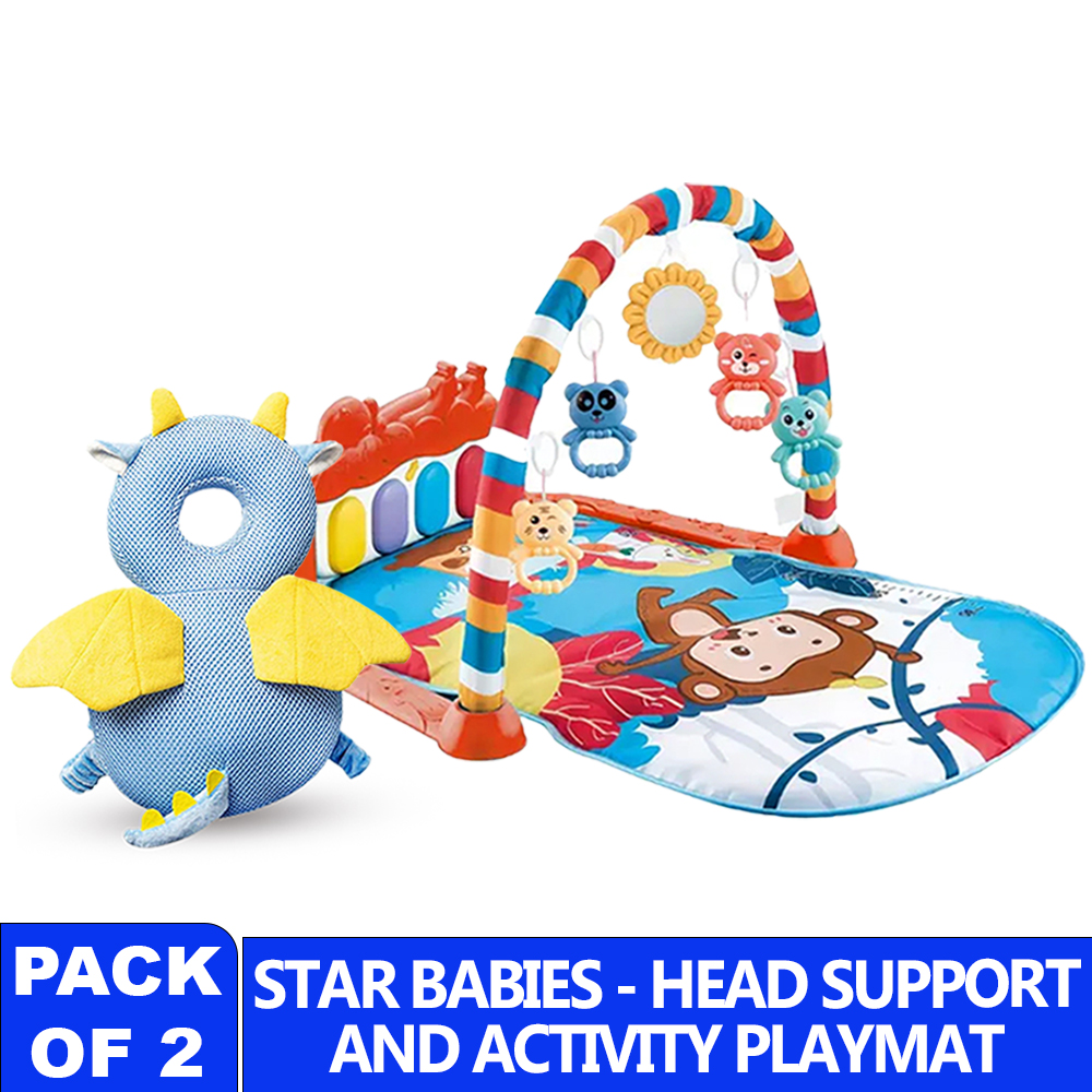 Star Babies - Baby Activity Playmat & Head Support Pillow Set - Multicolor - 2 Pcs