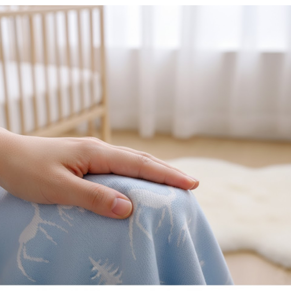 Star Babies - Cotton Knitted Baby Blanket - 75x102 cm