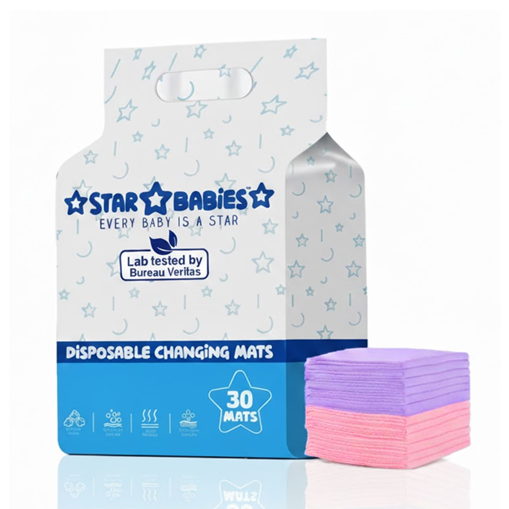 Star Babies Disposable Changing Mats - Pink/Lavender - 30 Pcs