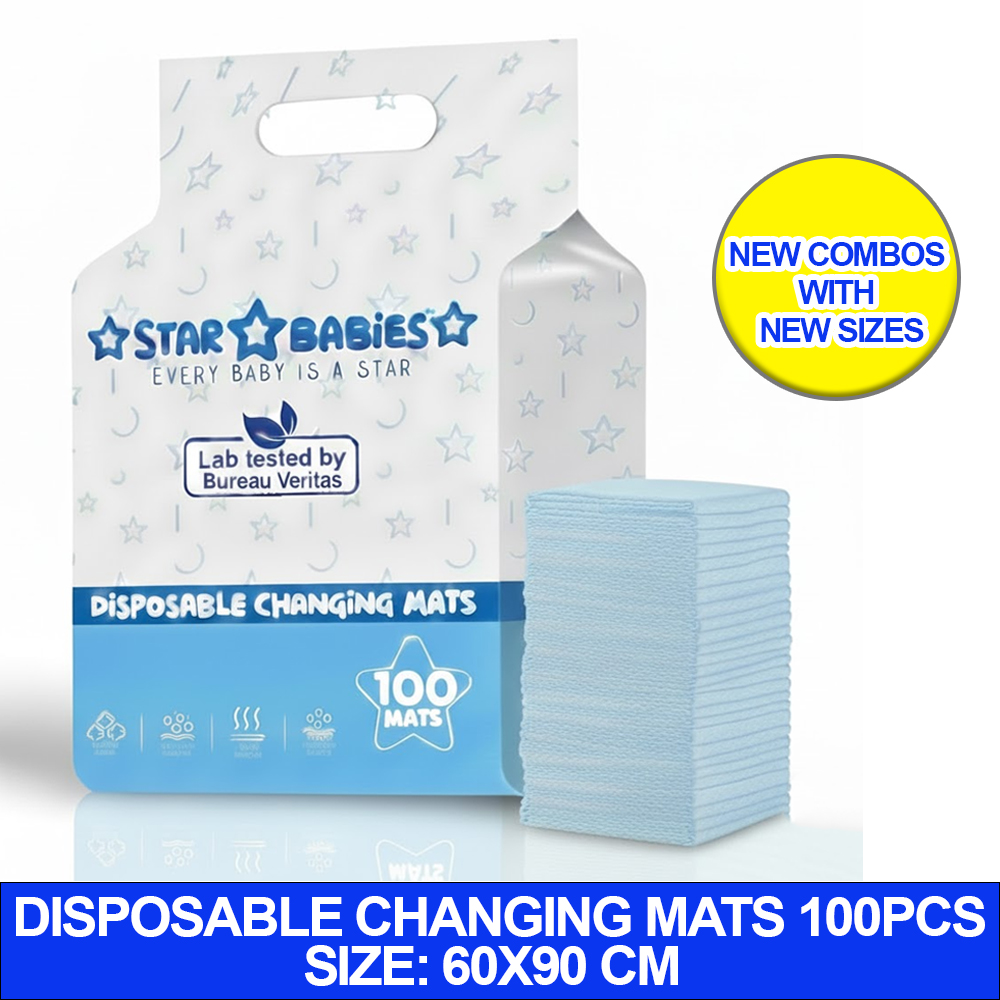 Star Babies - Disposable Changing Mats 60cm X 90cm - Blue - 100 pcs