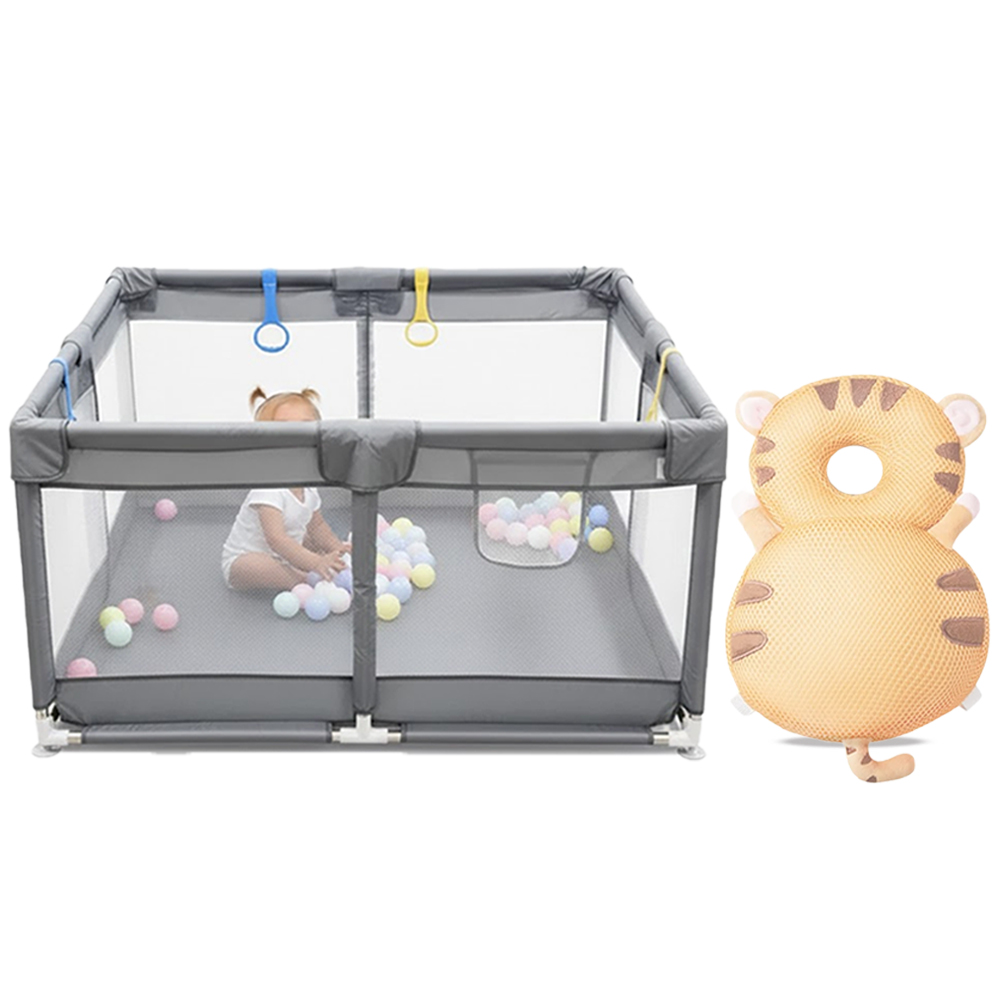 Star Babies Baby Playpen And Head Support Pillow Set - Multicolor - 2 Pcs