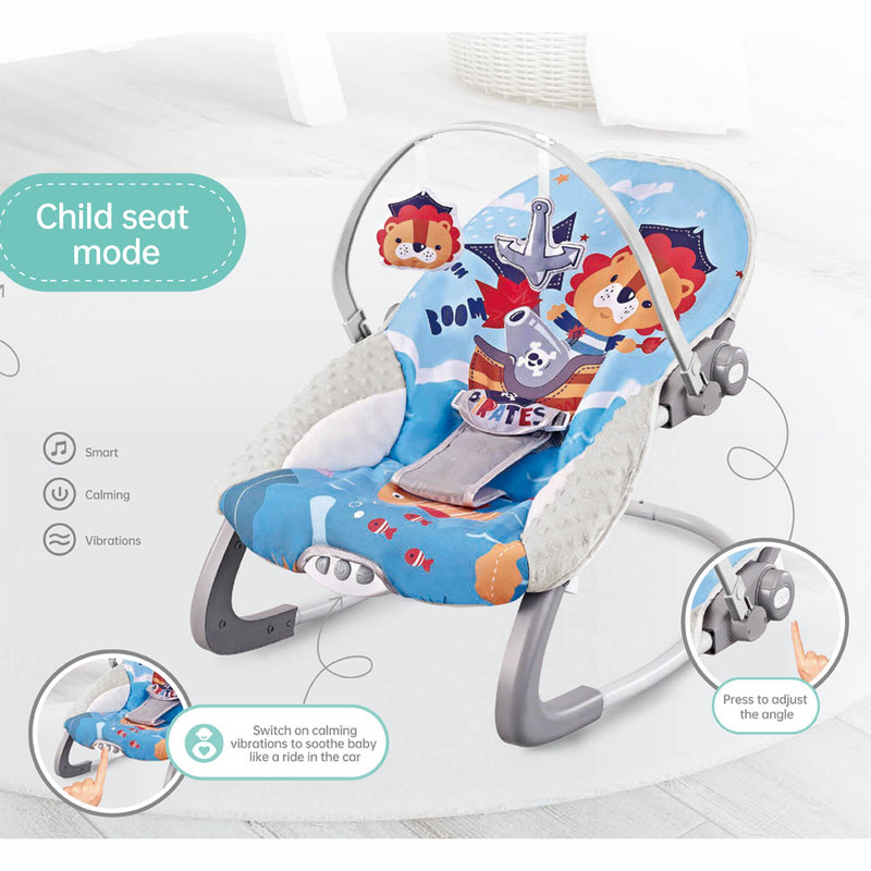 Factory Price - Printed Baby Bouncer With Music & Toys - Pirate Lion