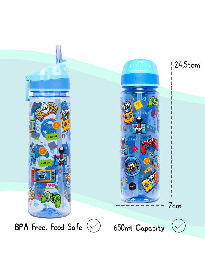 Fringoo - Straw Bottle 650ml - Gaming Faces
